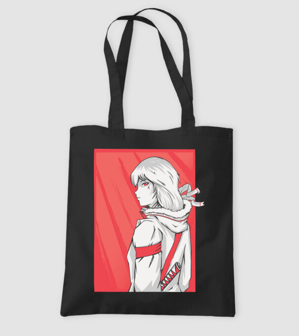 Anime fată Războinic model negru pe tricou