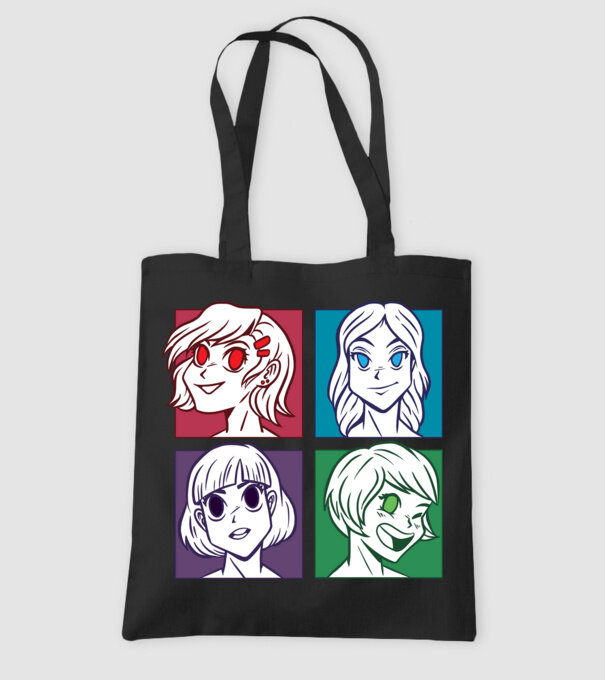 Fețe Anime fată Pop Art model negru pe tricou