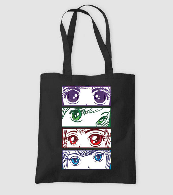 Anime ochi de fată Pop Art model negru pe tricou