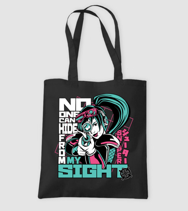 Anime Fată Lunetistă model negru pe tricou