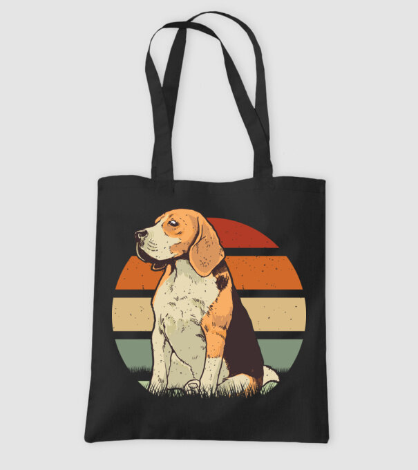 Beagle Retro Sunset model negru pe tricou