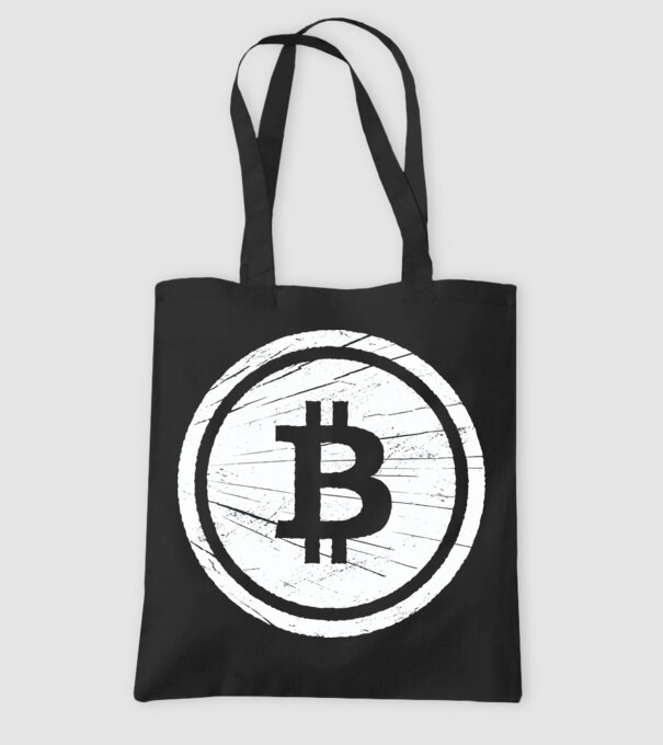 Bitcoin logo model negru pe tricou