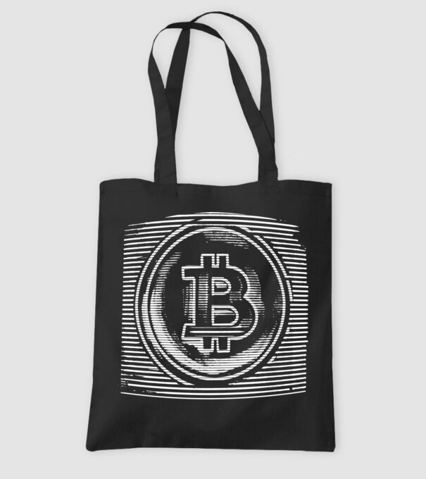 Bitcoin logo model negru pe tricou