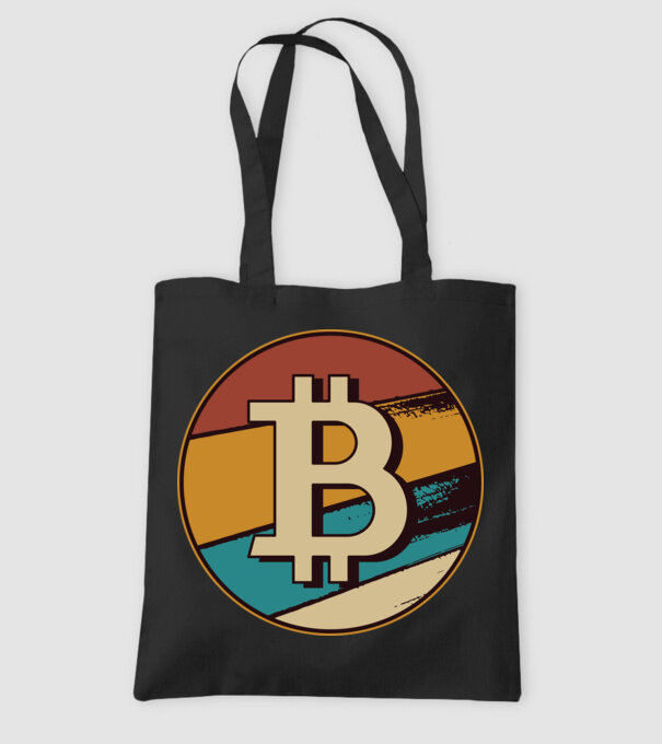 Bitcoin retro model negru pe tricou