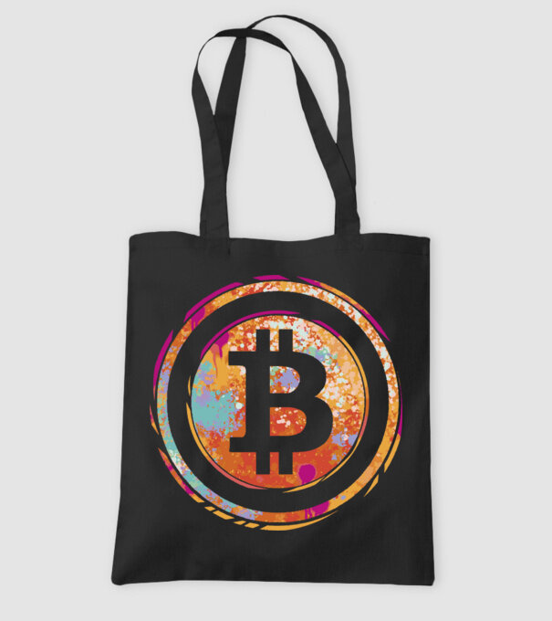 Bitcoin Watercolor model negru pe tricou