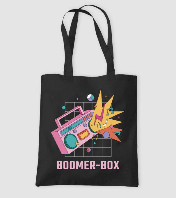 Boomer Box Magnetofon Retro model negru pe tricou