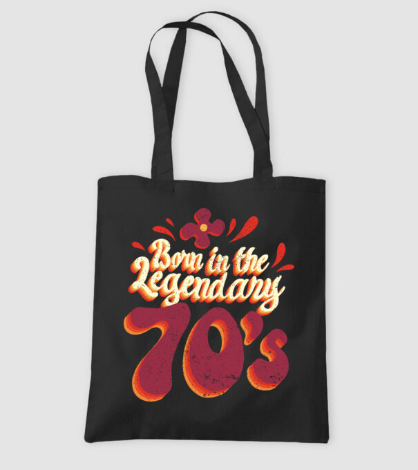 'Born in the Legendary 70''s' model negru pe tricou