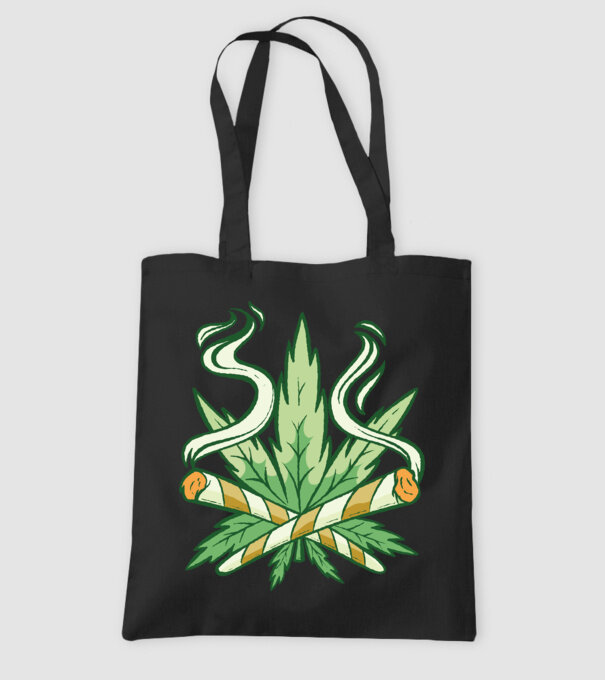 Cannabis Marijuana model negru pe tricou