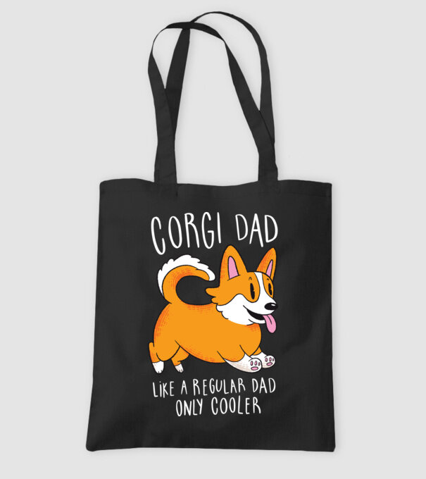 Tată de Corgi model negru pe tricou