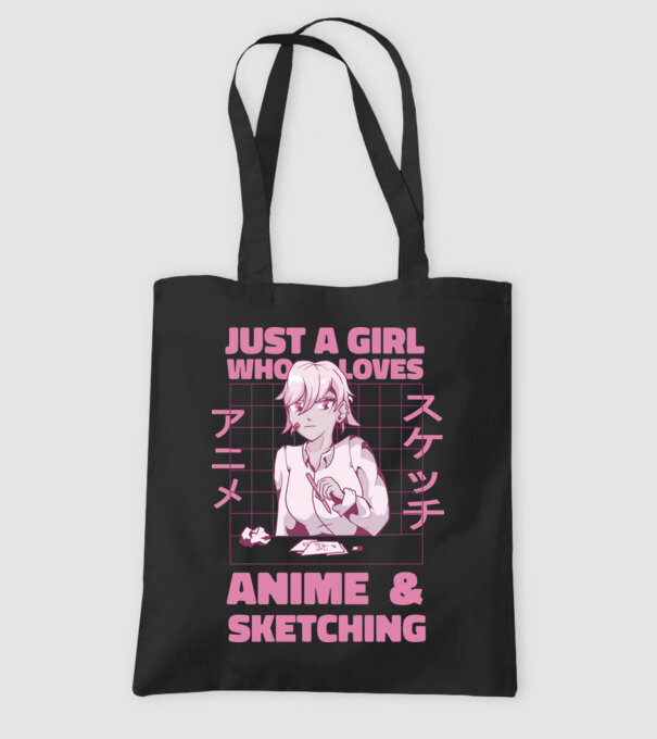 Doar o fată căreia îi place Anime și desenul model negru pe tricou