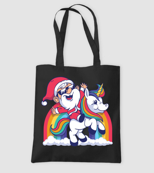 Moș Crăciun Drăguț Unicorn tricou model negru pe tricou