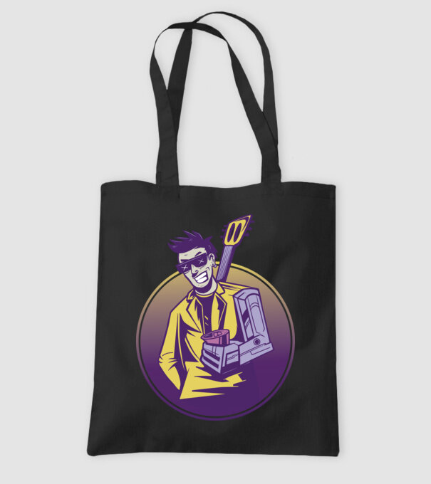 Chitarist Cyberpunk model negru pe tricou