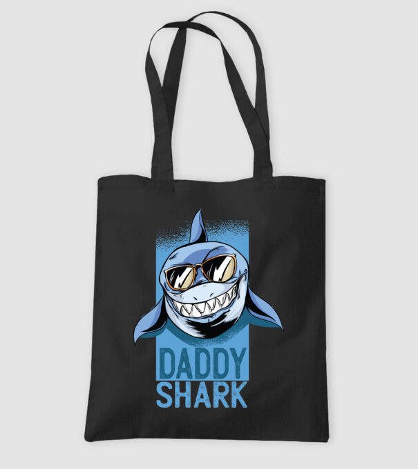 Daddy Shark tricou pentru tata model negru pe tricou