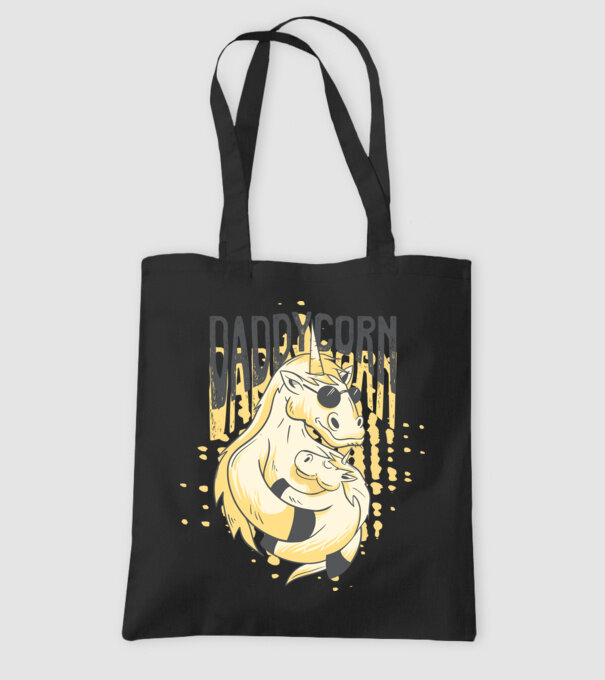 Daddycorn - Tată Unicorn model negru pe tricou