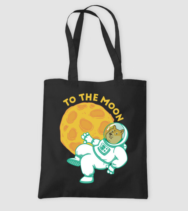 Dogecoin to the moon model negru pe tricou