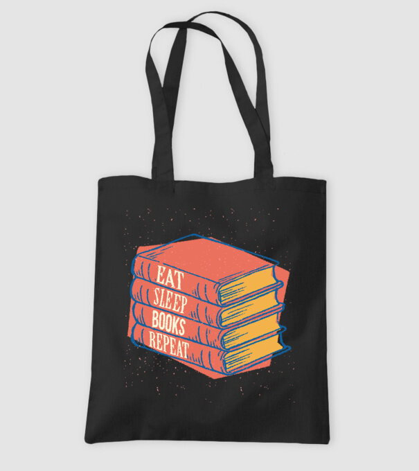 Eat Sleep Books Repeat Lectură model negru pe tricou