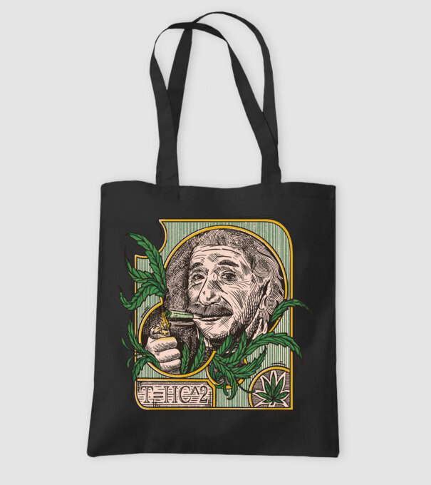 Einstein Marijuana THC model negru pe tricou
