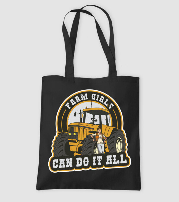 Farm Girls can do it all Tractor model negru pe tricou