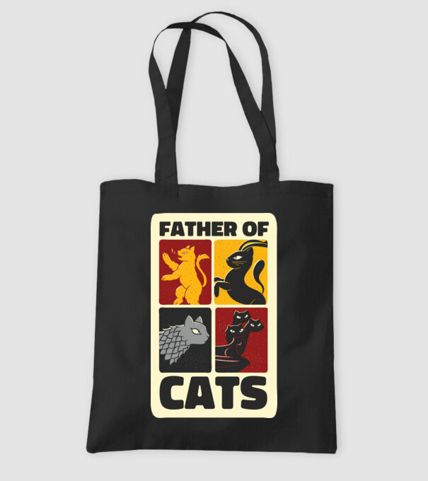 Father of Cats Game of Thrones parodie model negru pe tricou