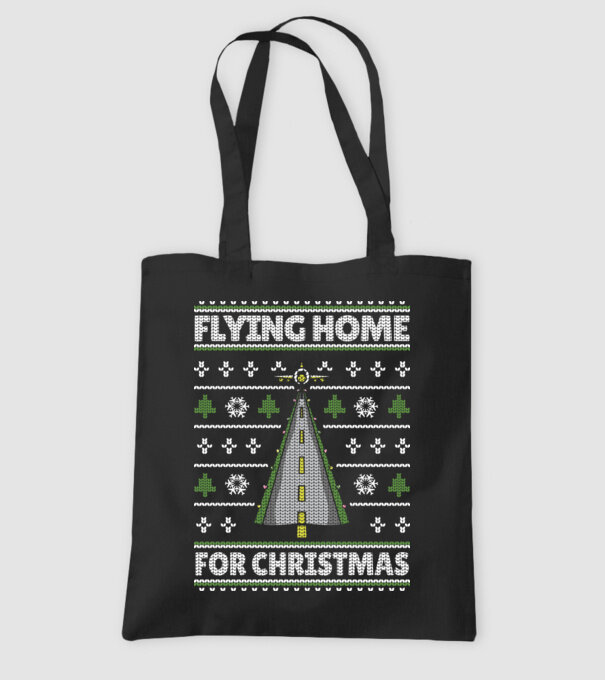 Flying Home for Christmas Pulover urât model negru pe tricou