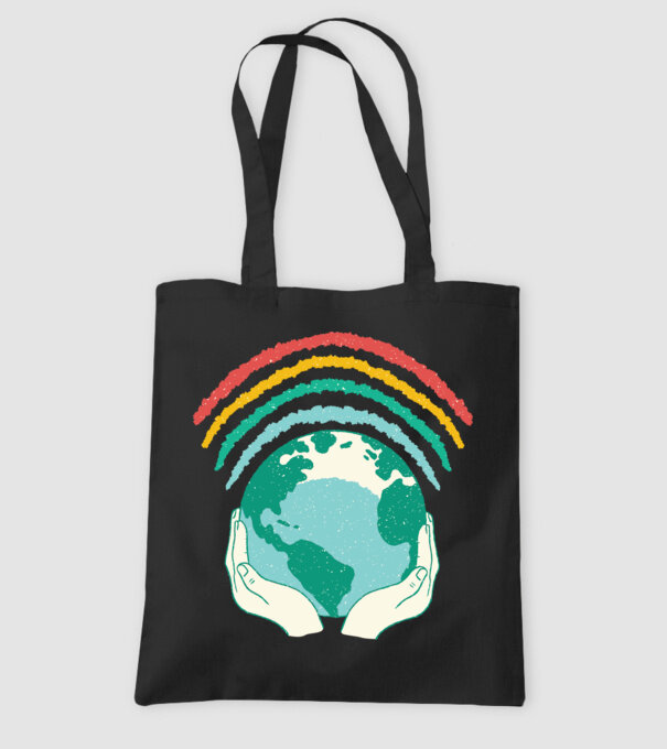 Pământ Wifi Curcubeu model negru pe tricou