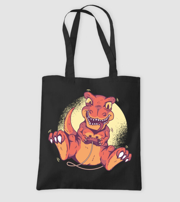 Dinozaur Gamer tricou model negru pe tricou