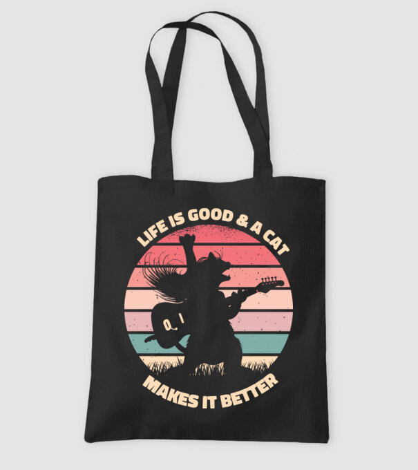 Pisică Chitaristă model negru pe tricou