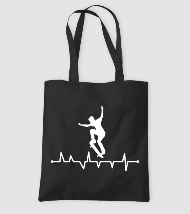 Heartbeat Skateboarder model negru pe tricou