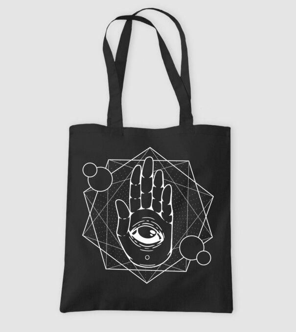 Mână Hamsa - Mâna lui Dumnezeu model negru pe tricou