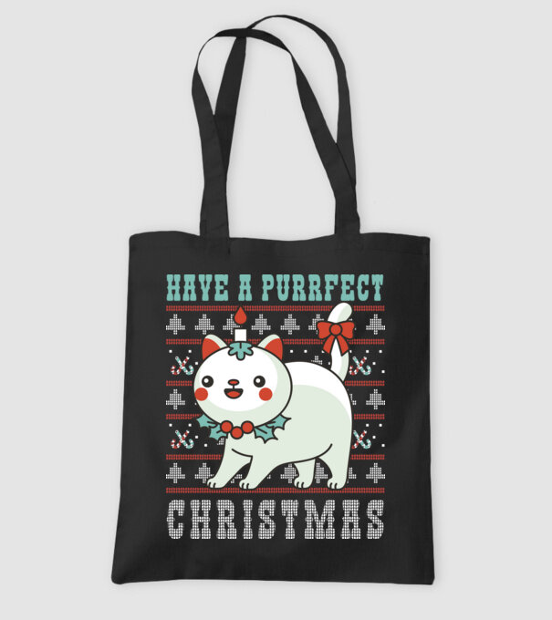 Have a Purrfect Christmas model negru pe tricou