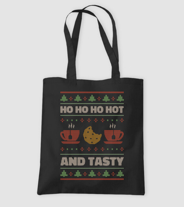 Ho Ho Ho Hot and Tasty Pulovăr urât model negru pe tricou
