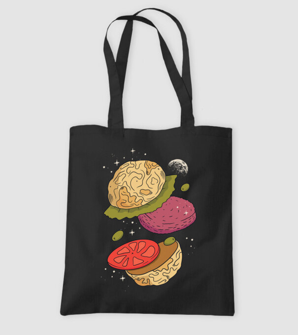 Burger lună model negru pe tricou