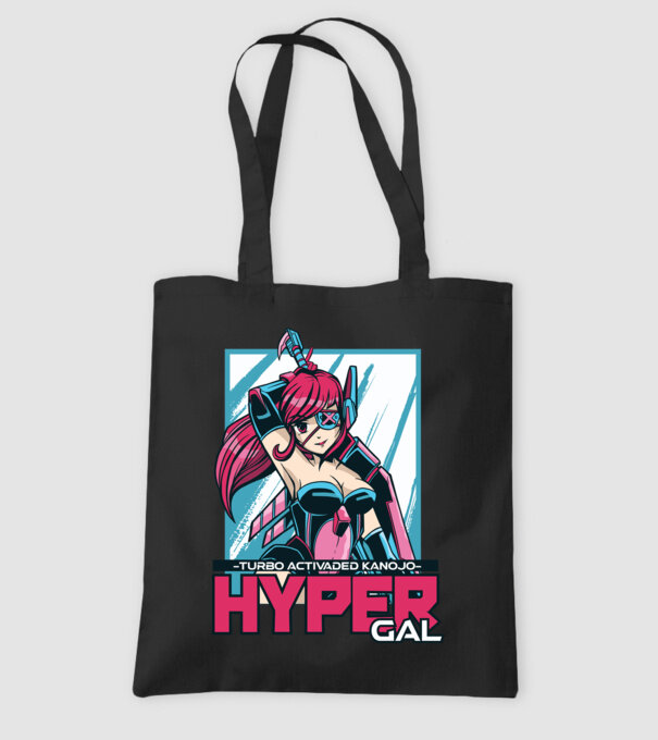Hyper Gal - Fată Anime model negru pe tricou