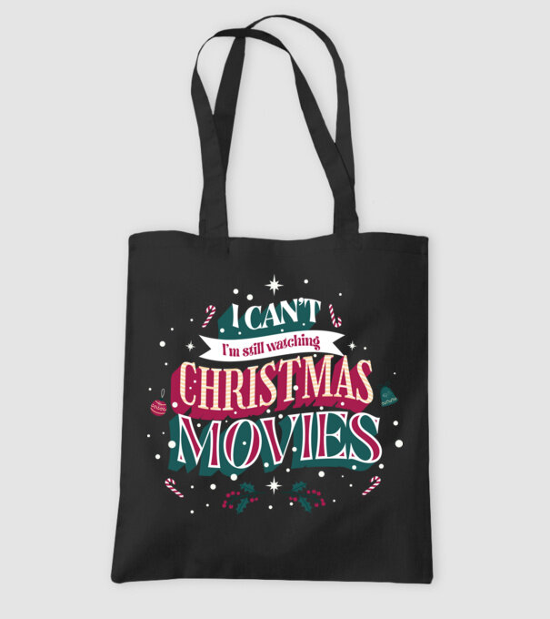 'I Can''t I''m still watching Christmas Movies' model negru pe tricou