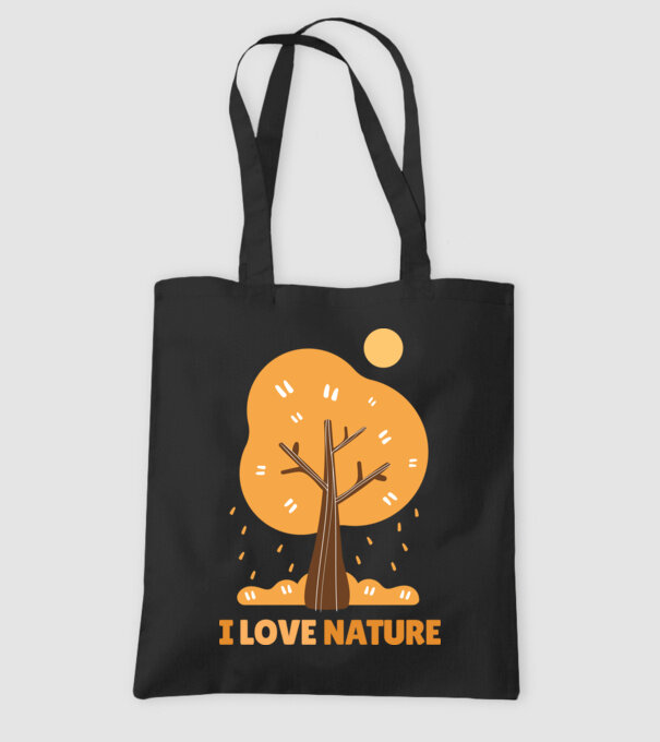 I Love Nature model negru pe tricou