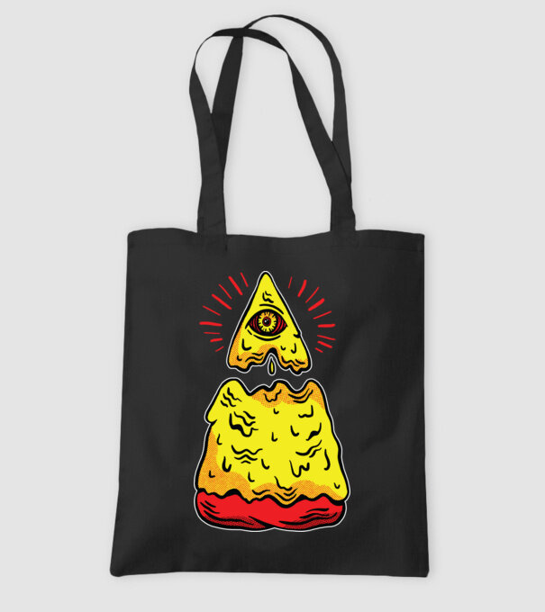 Illuminati Pizza model negru pe tricou