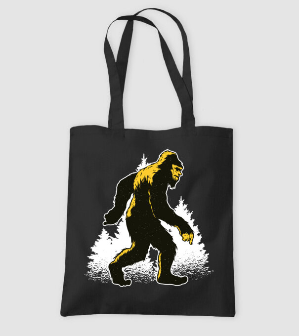 Yeti în pădure model negru pe tricou