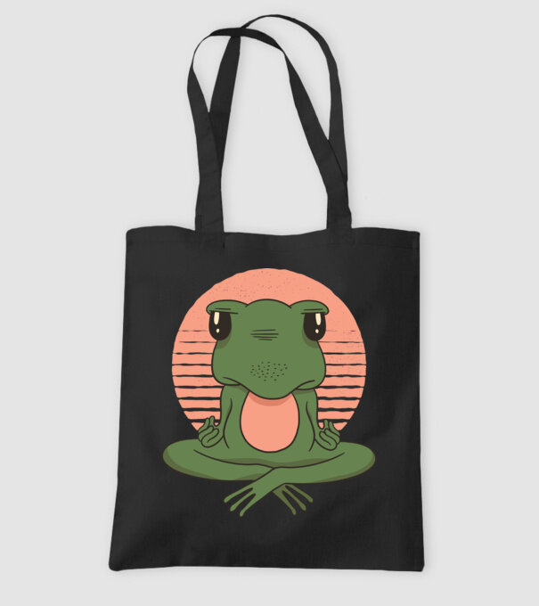 Yoga Broască model negru pe tricou