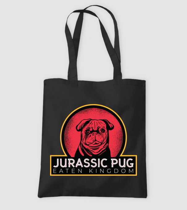 Jurassic Pug Tricou cu mops model negru pe tricou