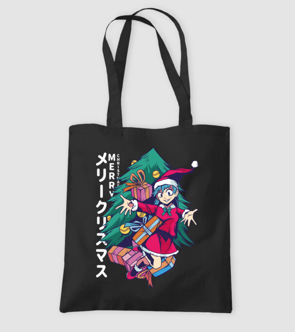 Anime Crăciun model negru pe tricou