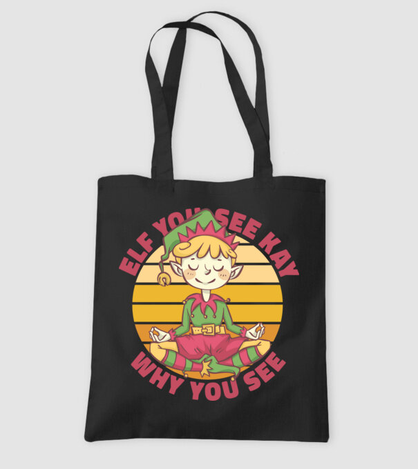 Yoga Elf Crăciun model negru pe tricou