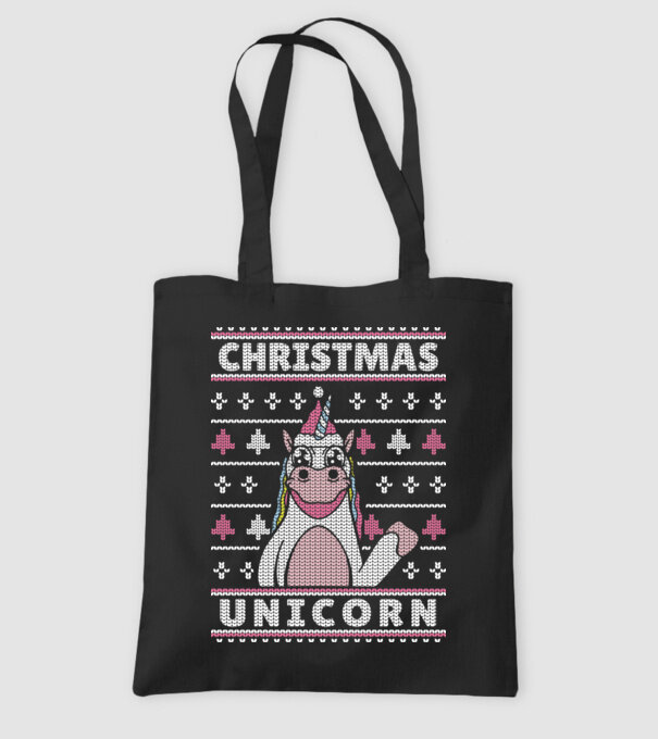 Unicorn de Crăciun pulover urât model negru pe tricou