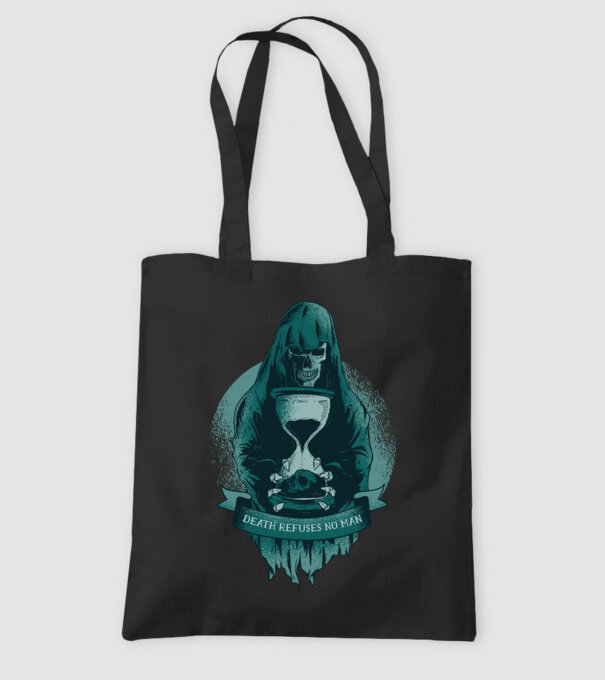 Om cu coasă (Moartea?) model negru pe tricou
