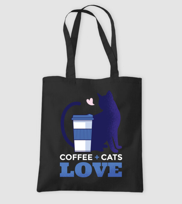 Cafea + Pisici = dragoste model negru pe tricou