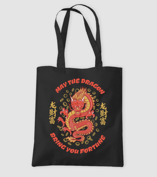 Dragon chinezesc norocos model negru pe tricou
