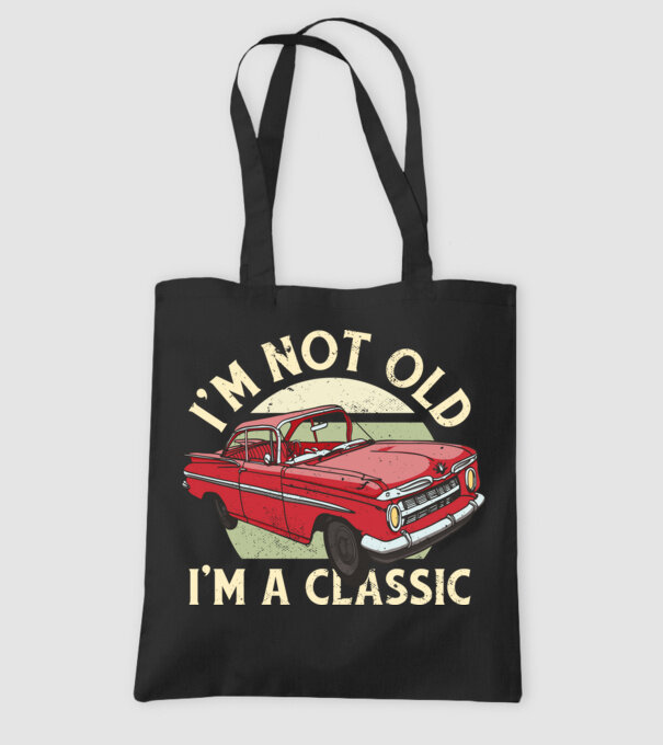 'Mașină clasică - I''m not old I''m a classic' model negru pe tricou