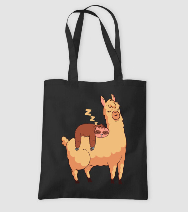 Leneș dormind pe Lama tricou amuzant model negru pe tricou
