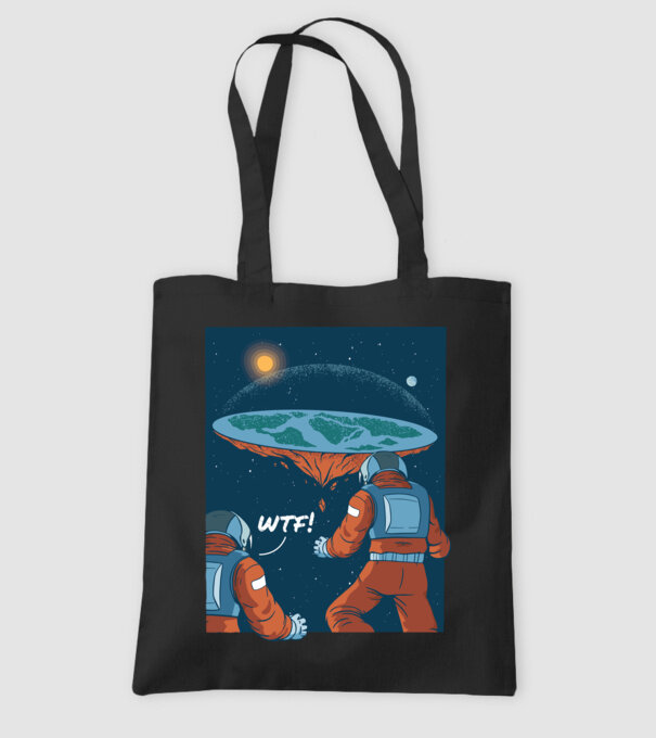 Astronaut Pământ plat model negru pe tricou