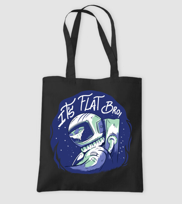 Astronaut Pământ plat model negru pe tricou