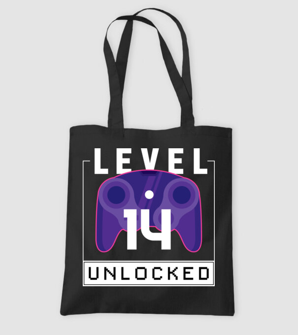 Level 14 Unlocked Gamer Birthday model negru pe tricou
